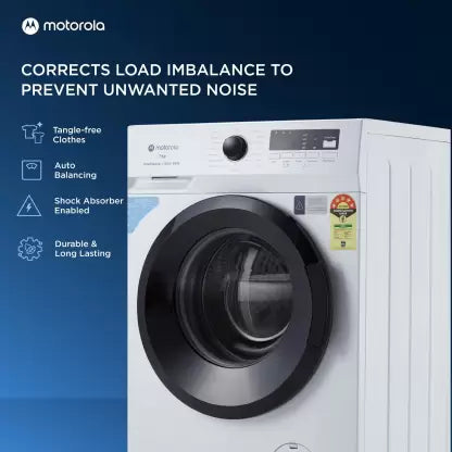MOTOROLA 7 kg 5 Star Rating Garment Sterilization Fully Automatic Front Load Washing Machine with In-built Heater White (70FLAM5W)(OPEN BOX) MOTOROLA 7 kg 5 Star Rating Garment Sterilization Fully Automatic Front Load Washing Machine with In-built Heater White (70FLAM5W)(OPEN BOX)